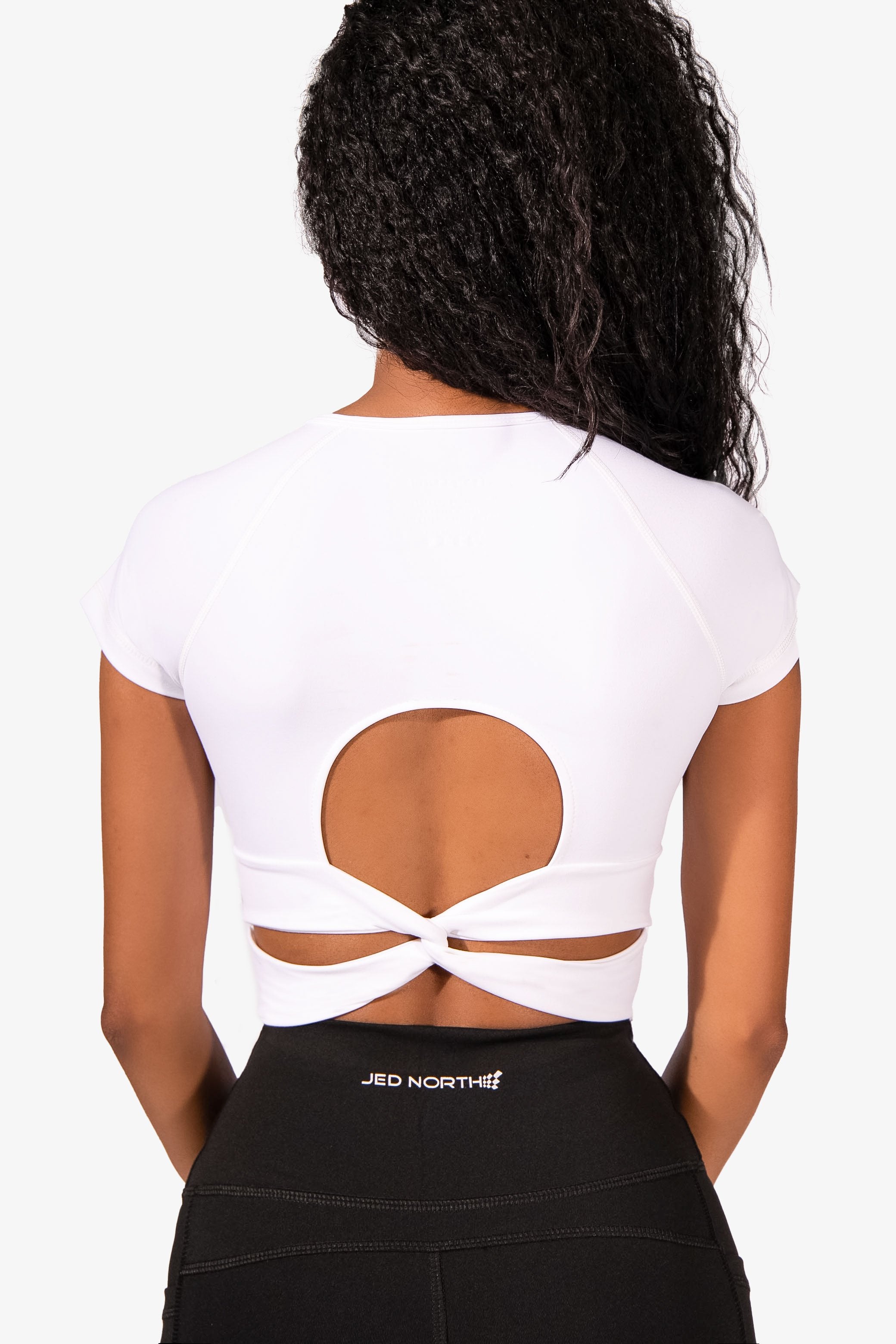 Stretchy Back Knot Detail Crop Top - White Women's Crop Top Jed North 