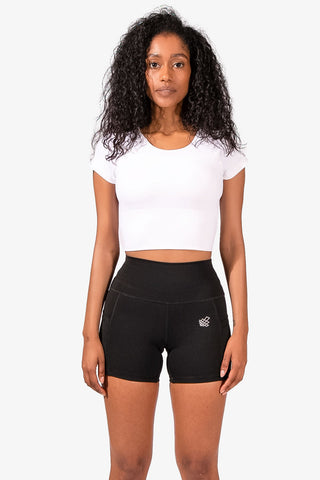 Stretchy Back Knot Detail Crop Top - White Women's Crop Top Jed North 