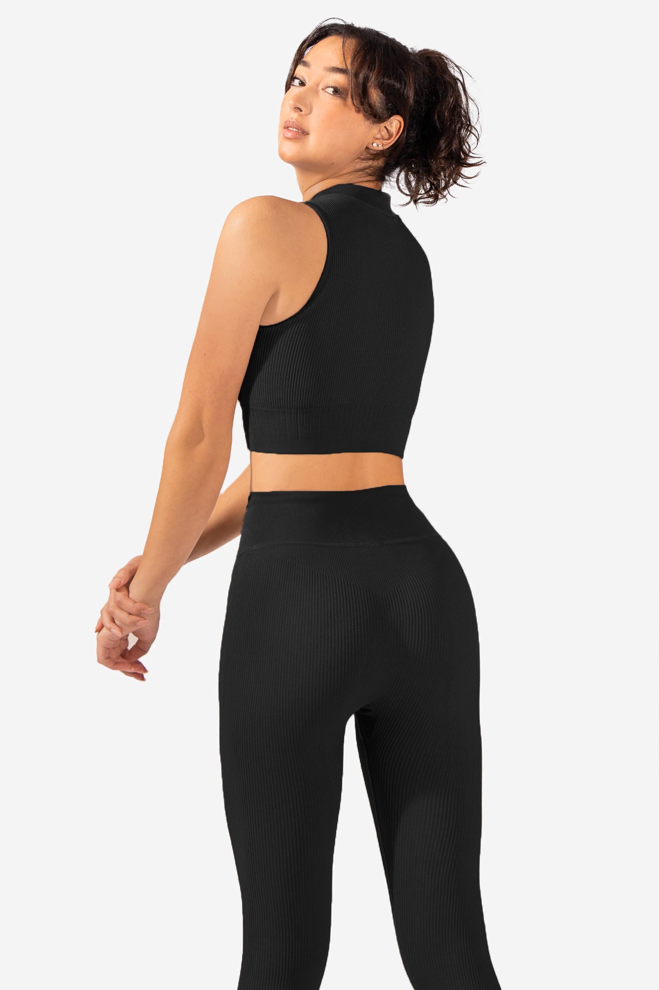 Valentina Seamless Ribbed Long Sleeve Crop Top - Brown – Jed North Canada