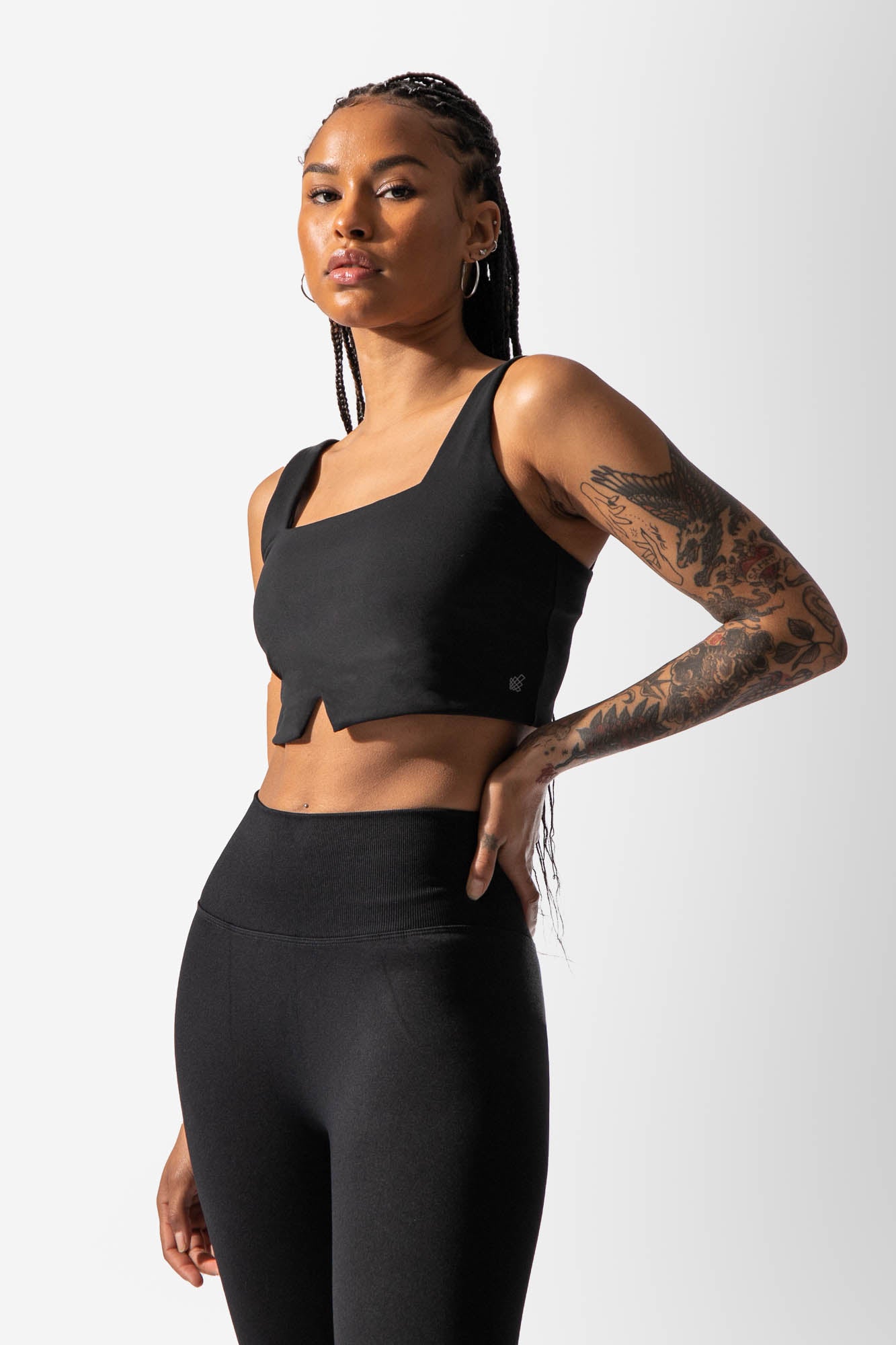 Versatile Front Notch Padded Crop Top - Black JNW-TSH Jed North 