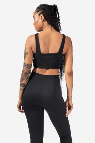 Versatile Front Notch Padded Crop Top - Black JNW-TSH Jed North 