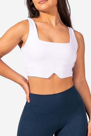 Versatile Front Notch Padded Crop Top - White Sports Bra Jed North 