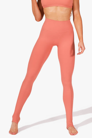 High Waisted Leggings With Pocket in Coral - full length –