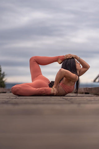 Yoga Full Length High Waisted Foot Strap Leggings - Coral Women Leggings Jed North 